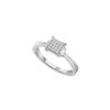 1/20 CTW Womens Round Diamond Square Cluster Ring 10kt White Gold - REF-9X5T