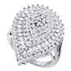 7/8 CTW Womens Round Diamond Teardrop Cluster Ring 10kt White Gold - REF-56X6T