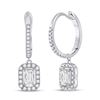 1 CTW Womens Emerald Diamond Hoop Dangle Earrings 14kt White Gold - REF-156F7W