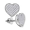 1/5 CTW Womens Round Diamond Heart Earrings 10kt White Gold - REF-17R6X