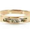Genuine 0.60 ctw Green Sapphire Ring 14KT Yellow Gold - REF-49N2R
