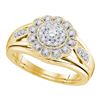 1/3 CTW Diamond Round Bridal Wedding Ring 10kt Yellow Gold - REF-48F5W