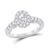 1 & 1/2 CTW Oval Diamond Halo Bridal Wedding Engagement Ring 14kt White Gold - REF-224M9F
