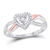 1/6 CTW Womens Round Diamond Heart Ring 10kt Two-tone Gold - REF-18H5R