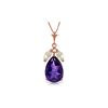 Genuine 6.5 ctw Amethyst & White Topaz Necklace 14KT Rose Gold - REF-38Z2N