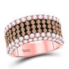 2 & 3/8 CTW Womens Round Brown Diamond Cocktail Anniversary Ring 14kt Rose Gold - REF-163Y5N