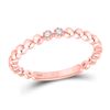 Image 1 : 0.03 CTW Womens Round Diamond 2-Stone Stackable Band Ring 10kt Rose Gold - REF-9A5M