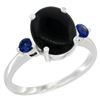1.79 CTW Onyx & Blue Sapphire Ring 10K White Gold - REF-22W4F