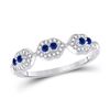 1/4 CTW Womens Round Blue Sapphire Diamond Band Ring 14kt White Gold - REF-32T7V