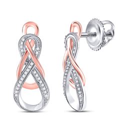 1/8 CTW Womens Round Diamond Fashion Earrings 10kt Two-tone Gold - REF-21F8W