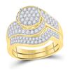 Image 1 : 1 CTW Round Diamond Cluster Bridal Wedding Ring 14kt Yellow Gold - REF-148N6A