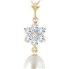 Genuine 4.53 ctw Pearl, Aquamarine & Diamond Necklace 14KT Yellow Gold - REF-30R2P
