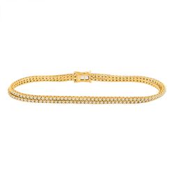 1 CTW Womens Round Diamond 2-Row Tennis Bracelet 14kt Yellow Gold - REF-167Y6N