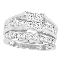 2 CTW Princess Diamond Bridal Wedding Ring 14kt White Gold - REF-221W6H