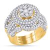 Image 1 : 2 & 1/2 CTW Round Diamond Cluster Bridal Wedding Ring 14kt Yellow Gold - REF-248N7A