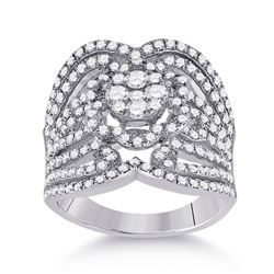1 & 1/2 CTW Womens Round Diamond Fashion Ring 14kt White Gold - REF-170Y5N