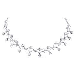 3 & 1/2 CTW Womens Round Diamond Cocktail Cluster Necklace 14kt White Gold - REF-436X3T