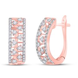 1/2 CTW Womens Round Diamond Hoop Earrings 14kt Rose Gold - REF-47T6V
