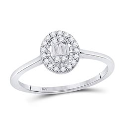 1/6 CTW Womens Round Diamond Oval Cluster Ring 14kt White Gold - REF-29H4R