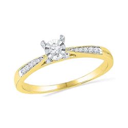 1/10 CTW Round Diamond Solitaire Bridal Wedding Engagement Ring 10kt Yellow Gold - REF-17Y3N