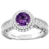 1.20 CTW Amethyst & Diamond Ring 14K White Gold - REF-86K4W