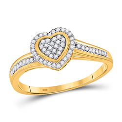 1/6 CTW Womens Round Diamond Heart Ring 10kt Yellow Gold - REF-21H8R