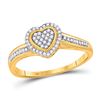 1/6 CTW Womens Round Diamond Heart Ring 10kt Yellow Gold - REF-21H8R