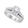 1 & 1/2 CTW Round Diamond Halo Bridal Wedding Ring 14k White Gold - REF-228F3W