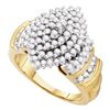 Image 1 : 1 CTW Womens Round Diamond Cluster Ring 10kt Yellow Gold - REF-70H8R