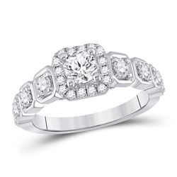 1 & 1/4 CTW Round Diamond Solitaire Bridal Wedding Engagement Ring 14kt White Gold - REF-218V2Y