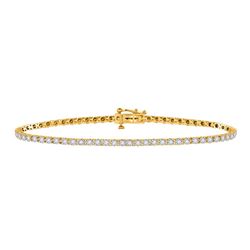 1 CTW Womens Round Diamond Tennis Bracelet 14kt Yellow Gold - REF-105X7T