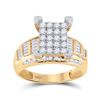 Image 1 : 7/8 CTW Round Diamond Cindys Dream Cluster Bridal Wedding Engagement Ring 10kt Yellow Gold - REF-68N