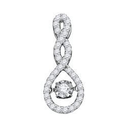 1/3 CTW Womens Round Diamond Moving Teardrop Pendant 10kt White Gold - REF-27W3H