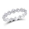 Image 1 : 1/2 CTW Womens Round Diamond ZigZag Stackable Band Ring 10kt White Gold - REF-40X8T