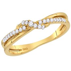 1/6 CTW Womens Round Diamond Crossover Stackable Band Ring 14kt Yellow Gold - REF-29A4M