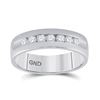 Image 1 : 1/2 CTW Mens Round Diamond Wedding Single Row Band Ring 14kt White Gold - REF-102H3R
