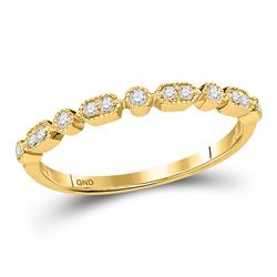 1/8 CTW Womens Round Diamond Stackable Band Ring 10kt Yellow Gold - REF-17W6H