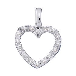 1/10 CTW Womens Round Diamond Heart Pendant 10kt White Gold - REF-6Y7N