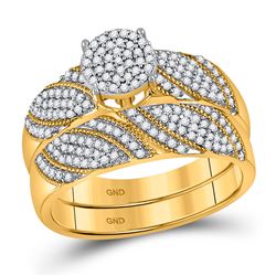 3/8 CTW Round Diamond Cluster Bridal Wedding Ring 10kt Yellow Gold - REF-47H6R