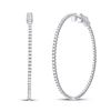 Image 1 : 3 & 1/3 CTW Womens Round Diamond Inside-Outside Hoop Earrings 14kt White Gold - REF-272X6T