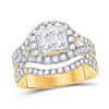 Image 1 : 2 CTW Princess Diamond Cluster Bridal Wedding Engagement Ring 14kt Yellow Gold - REF-177N3A