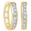Image 1 : 1/2 CTW Womens Round Diamond Hoop Earrings 14kt Yellow Gold - REF-58T5V