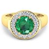 Image 3 : Natural 2.38 CTW Zambian Emerald & Diamond Ring 14K Yellow Gold - REF-107W8X
