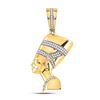 Image 1 : 1/4 CTW Mens Round Diamond Nefertiti Pharaoh Charm Pendant 10kt Yellow Gold - REF-36N7A
