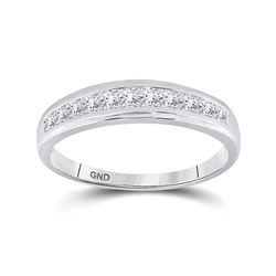 3/4 CTW Mens Princess Diamond Single Row Wedding Band Ring 10kt White Gold - REF-54V5Y