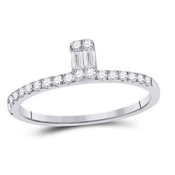 1/4 CTW Womens Baguette Diamond Band Ring 14kt White Gold - REF-27R3X
