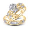 Image 1 : 1/3 CTW His Hers Round Diamond Cluster Matching Wedding Set 10kt Yellow Gold - REF-45W2H