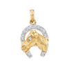 Image 1 : 1/10 CTW Womens Round Diamond Lucky Horseshoe Charm Pendant 10kt Two-tone Gold - REF-13H5R