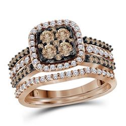 1 CTW Womens Round Brown Diamond Bridal Wedding Ring 10kt Rose Gold - REF-72T3V