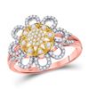 Image 1 : 1/3 CTW Womens Round Diamond Flower Floral Cluster Ring 10kt Rose Gold - REF-40F8W